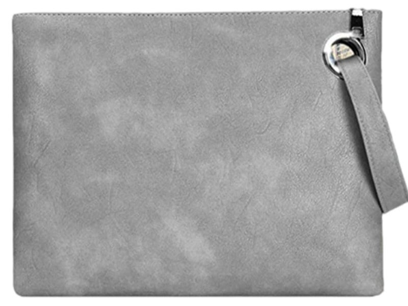 DIHKLCIO Evening Bags Purse Leather Crossbody Clutch Chain Shoulder Womens Wristlet Handbag Foldover Pouch gray - Image 1